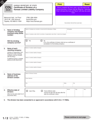 Form CDL53-81 Certificate of Division of a Kansas Limited Liability Company - Kansas, Page 3
