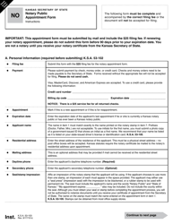 Form NO Notary Public Appointment Form - Kansas