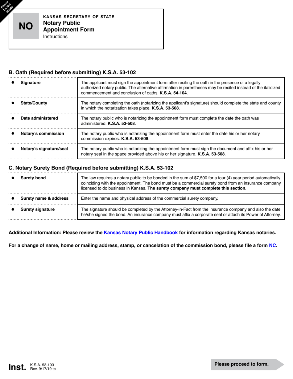 Form NO Notary Public Appointment Form - Kansas, Page 2