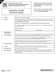 Form PDL51-22 &quot;Kansas Professional Limited Liability Company Articles of Organization&quot; - Kansas