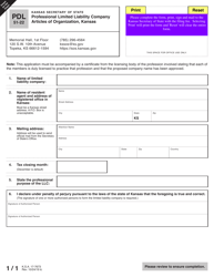 Form PDL51-22 Kansas Professional Limited Liability Company Articles of Organization - Kansas, Page 3