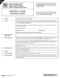Form PBL51-36 Statutory Public Benefit Limited Liability Company Articles of Organization - Kansas
