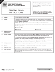 Form PBC51-35 Public Benefit Corporation Articles of Incorporation - Kansas