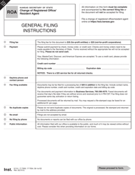 Document preview: Form ROA Change of Registered Office/Resident Agent - Kansas