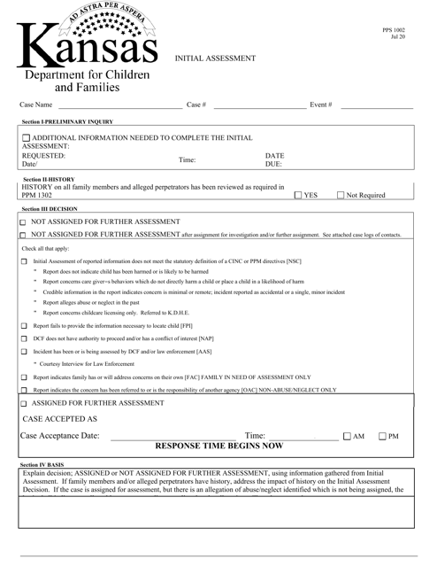 Form PPS1002 Initial Assessment - Kansas