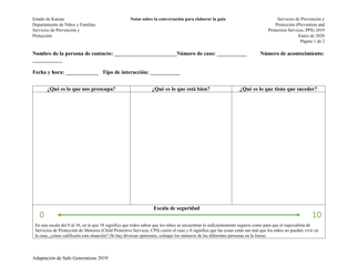 Formulario PPS2019 Notas Sobre La Conversacion Para Elaborar La Guia - Kansas (Spanish)