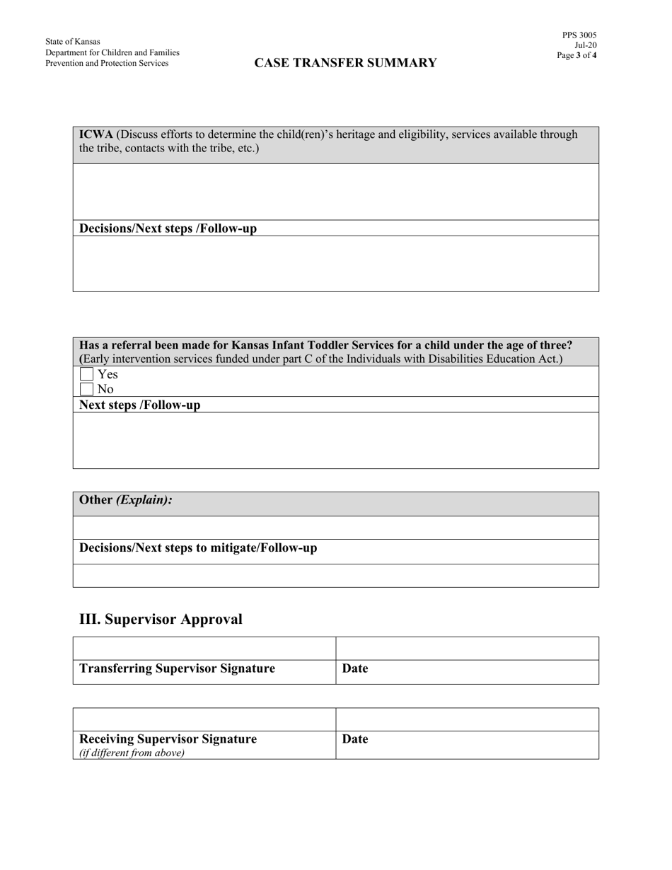 Form PPS3005 Case Transfer Summary - Kansas, Page 3