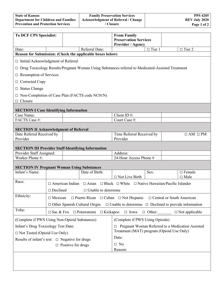 Form PPS4205 - Fill Out, Sign Online and Download Printable PDF, Kansas ...