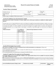 Formulario PPS4300 Plan De Prevencion Primero La Familia - Kansas (Spanish)
