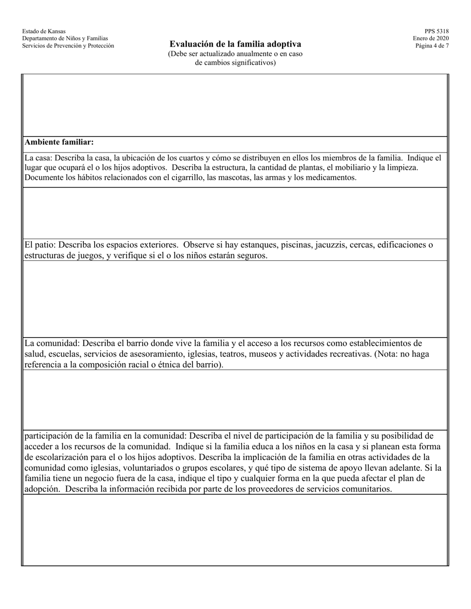 Formulario PPS5318 Evaluacion De La Familia Adoptiva - Kansas (Spanish), Page 4