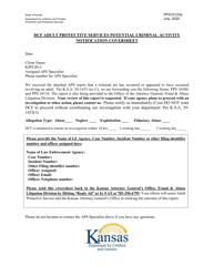 Document preview: Form PPS10120A Dcf Adult Protective Services Potential Criminal Activity Notification Coversheet - Kansas