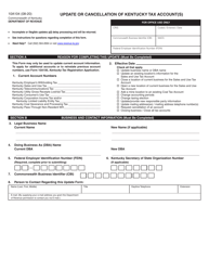 Form 10A104 &quot;Update or Cancellation of Kentucky Tax Account(S)&quot; - Kentucky