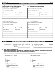 Form 10A104 Update or Cancellation of Kentucky Tax Account(S) - Kentucky, Page 2