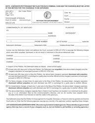Form AOC-497.2 &quot;Petition for Expungement (For Acquittal, Dismissal, or Failure to Indict)&quot; - Kentucky