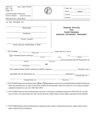 Form AOC-737 &quot;Verified Petition for Court-Ordered Assisted Outpatient Treatment&quot; - Kentucky
