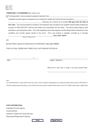 Form AOC-737.5 &quot;Judgment and Order for Court-Ordered Assisted Outpatient Treatment&quot; - Kentucky, Page 2