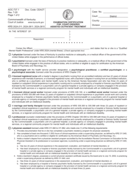 Document preview: Form AOC-737.1 Examination Certification for Court-Ordered Assisted Outpatient Treatment - Kentucky