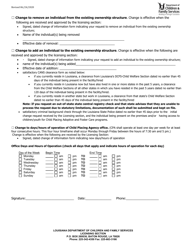 Change of Information Form for Child Placing Agencies With Foster and/or Adoptive Care Programs - Louisiana, Page 2