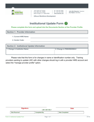 Form A &quot;Institutional Update Form&quot; - Louisiana