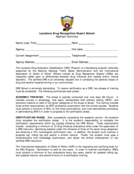 Louisiana Drug Recognition Expert School Applicant Summary - Louisiana