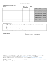 Form FM-002 Family and Probate Matter Summary Sheet - Maine, Page 3