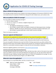 Document preview: Application for Covid-19 Testing Coverage - Maine