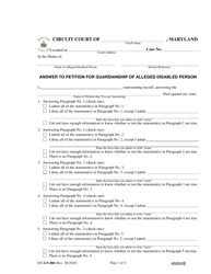 Document preview: Form CC-GN-004 Answer to Petition for Guardianship of Alleged Disabled Person - Maryland