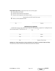 Form CC-GN-004 Answer to Petition for Guardianship of Alleged Disabled Person - Maryland, Page 4