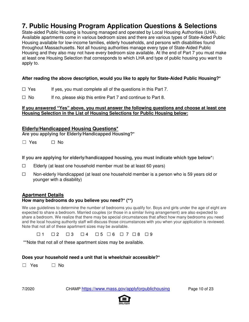 Application for State-Aided Public Housing and the Alternative Housing Voucher Program (Ahvp) - Massachusetts, Page 10