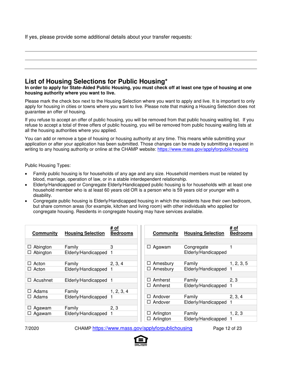 Application for State-Aided Public Housing and the Alternative Housing Voucher Program (Ahvp) - Massachusetts, Page 12