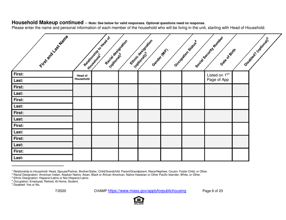 Application for State-Aided Public Housing and the Alternative Housing Voucher Program (Ahvp) - Massachusetts, Page 6