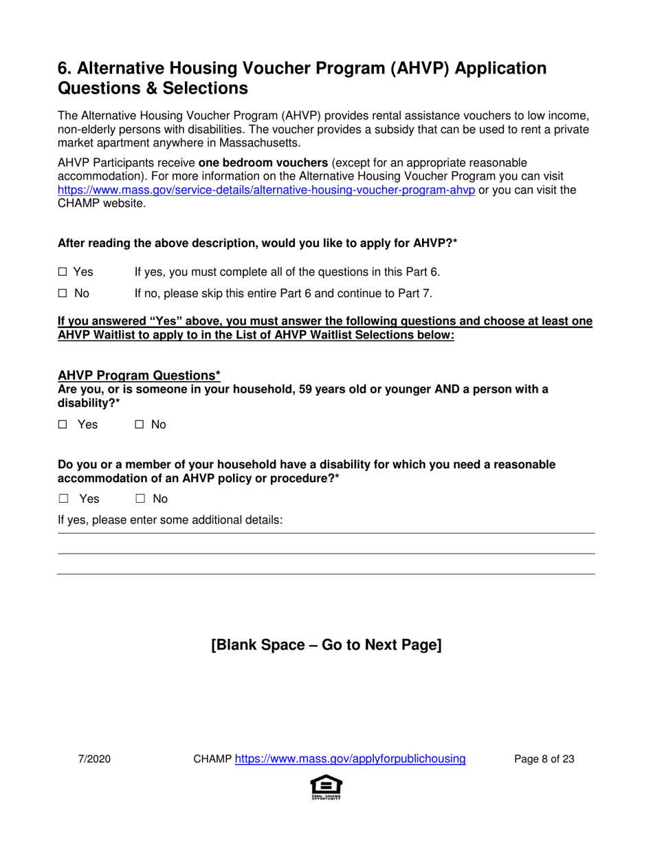 Application for State-Aided Public Housing and the Alternative Housing Voucher Program (Ahvp) - Massachusetts, Page 8