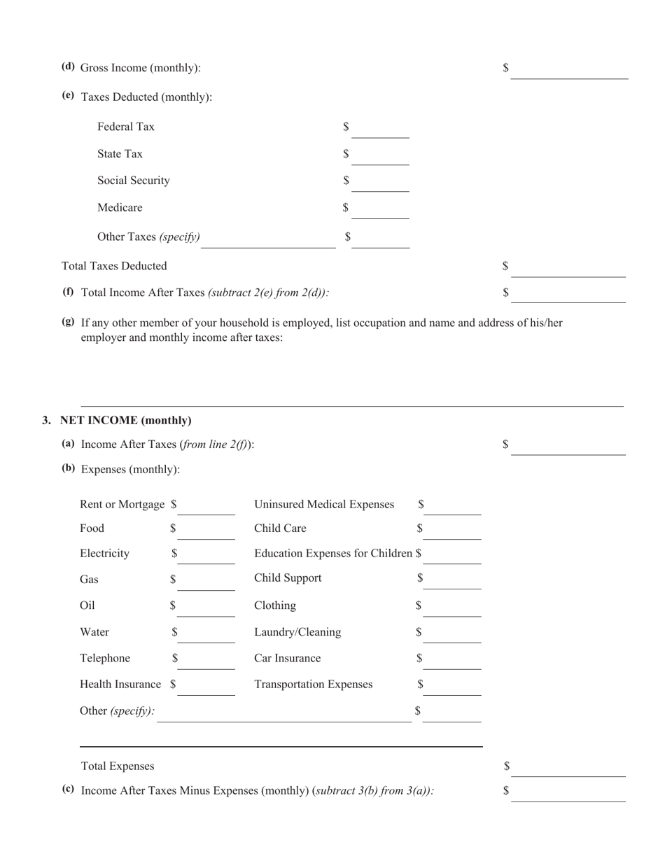 Massachusetts Supplement To Affidavit Of Indigency Download Fillable 