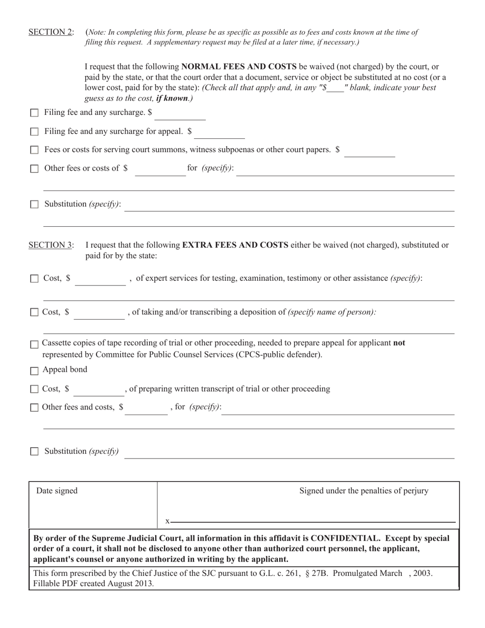 Massachusetts Affidavit Of Indigency Fill Out Sign Online And Download Pdf Templateroller 0930