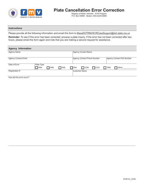 Form EVR101  Printable Pdf