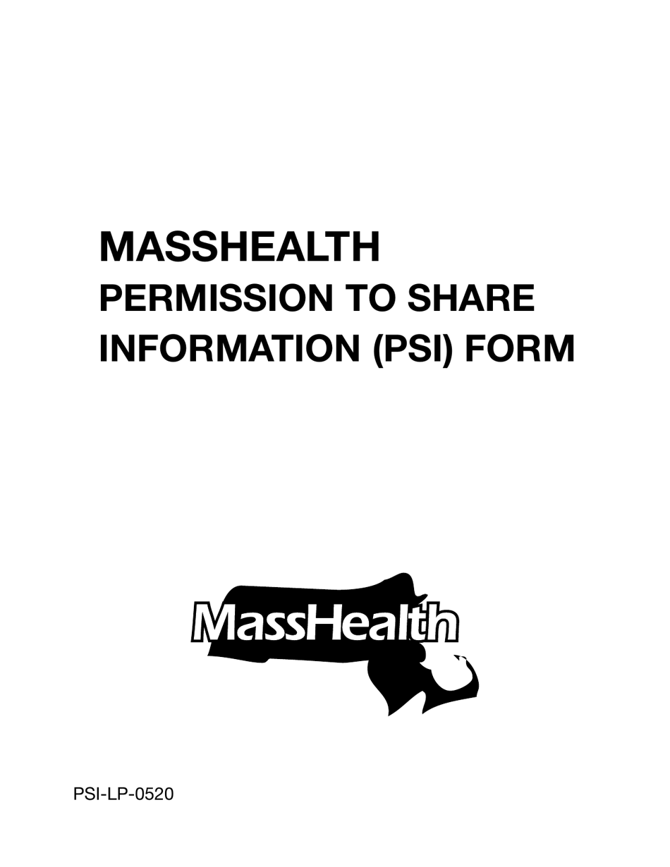 Form PSI-LP Masshealth Permission to Share Information (Psi) Form (Large Print) - Massachusetts, Page 1