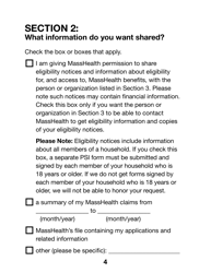 Form PSI-LP Masshealth Permission to Share Information (Psi) Form (Large Print) - Massachusetts, Page 4