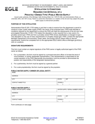 Document preview: Form EQP5971 Stipulation to Conditions Required for Approval of a Privately Owned Type I Public Water Supply - Michigan