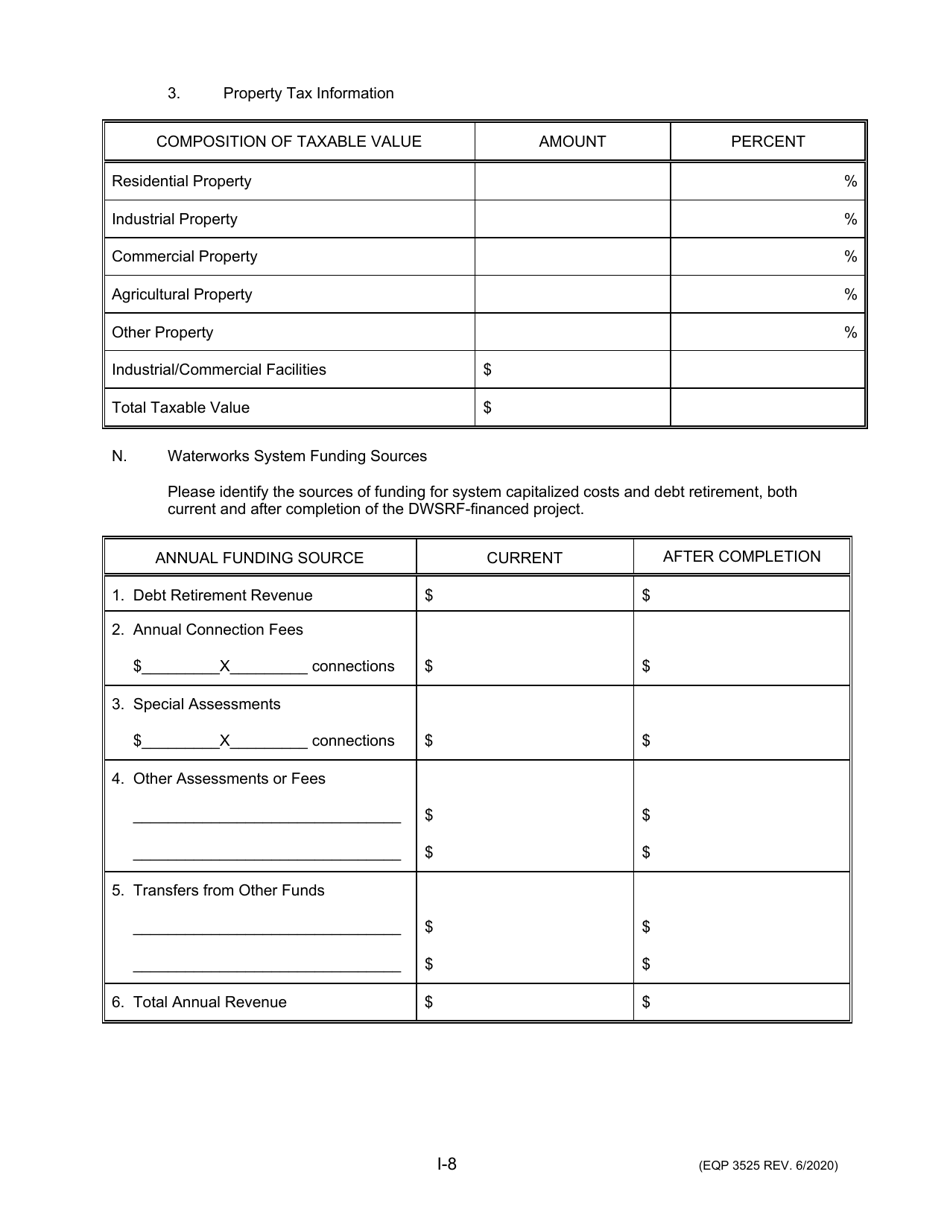 Form EQP3525 Drinking Water State Revolving Fund Application for Financial Assistance for Minicipal Applicants - Michigan, Page 9