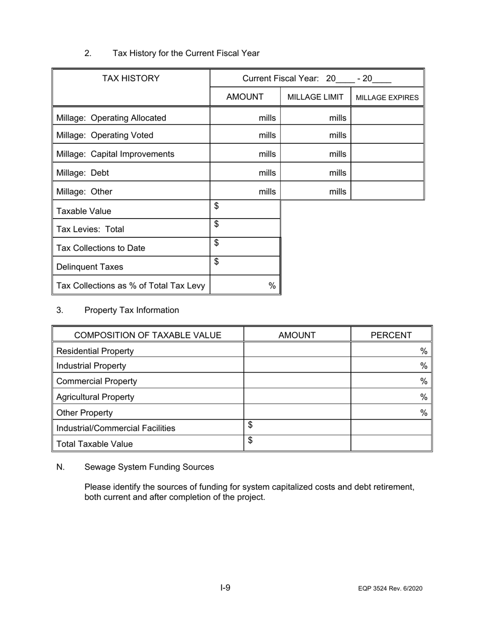 Form EQP3524 Part I Clean Water State Revolving Fund Application for Financial Assistance for Municipal Applicants - Michigan, Page 10