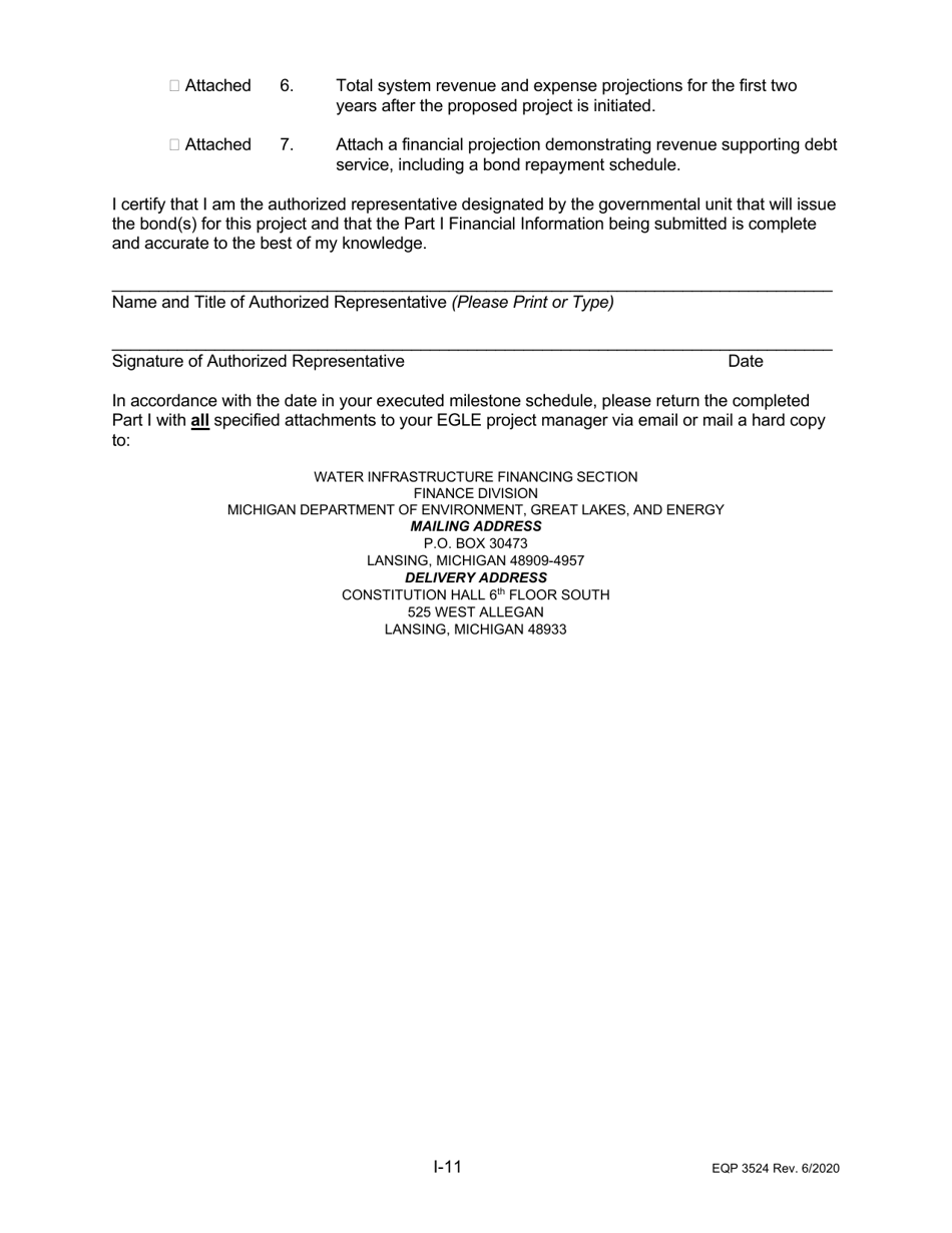 Form EQP3524 Part I Clean Water State Revolving Fund Application for Financial Assistance for Municipal Applicants - Michigan, Page 12