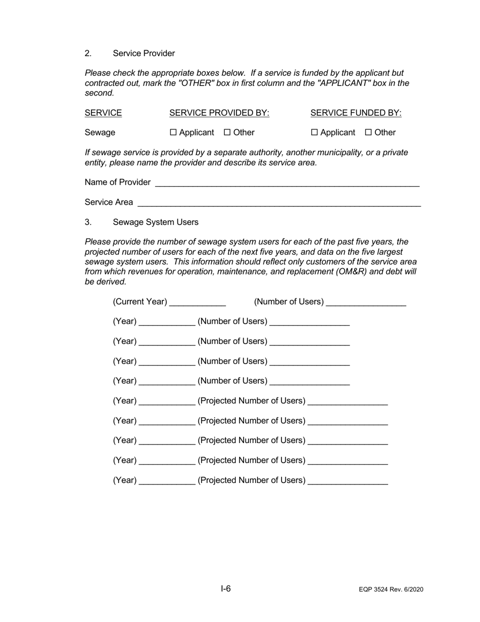 Form EQP3524 Part I Clean Water State Revolving Fund Application for Financial Assistance for Municipal Applicants - Michigan, Page 7
