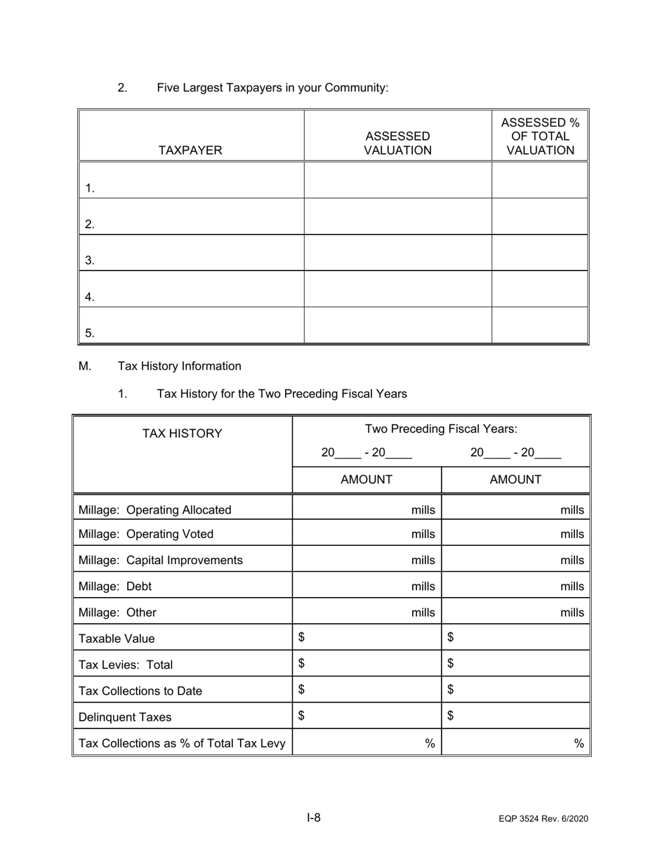Form EQP3524 Part I Clean Water State Revolving Fund Application for Financial Assistance for Municipal Applicants - Michigan, Page 9