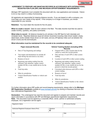 Document preview: Agreement to Prepare and Maintain Records in Accordance With International Registration Plan (Irp) and Michigan Apportionement Requirements - Michigan