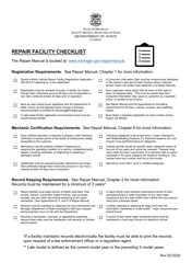 Document preview: Repair Facility Checklist - Michigan