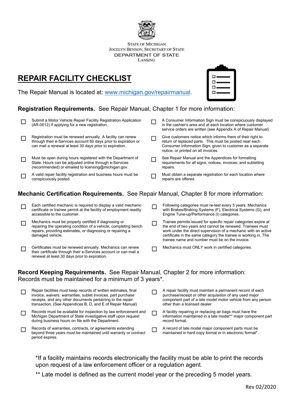 michigan-repair-facility-checklist-fill-out-sign-online-and-download