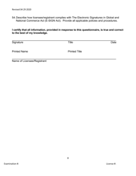 Broker/Lender/Servicer Officer/Manager Questionnaire - Michigan, Page 8