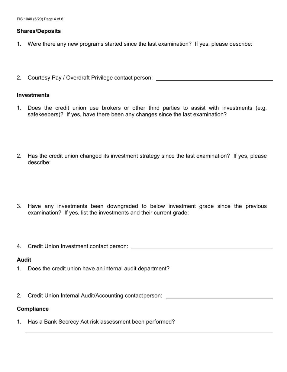 Form FIS1040 Pre-examination Inquiry - Michigan, Page 4