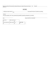 Form DC107A Request and Order of Eviction After Conditional Dismissal, Landlord-Tenant / Land Contract - Michigan, Page 2