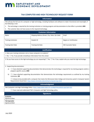 Document preview: Taa Computer and High Technology Request Form - Minnesota